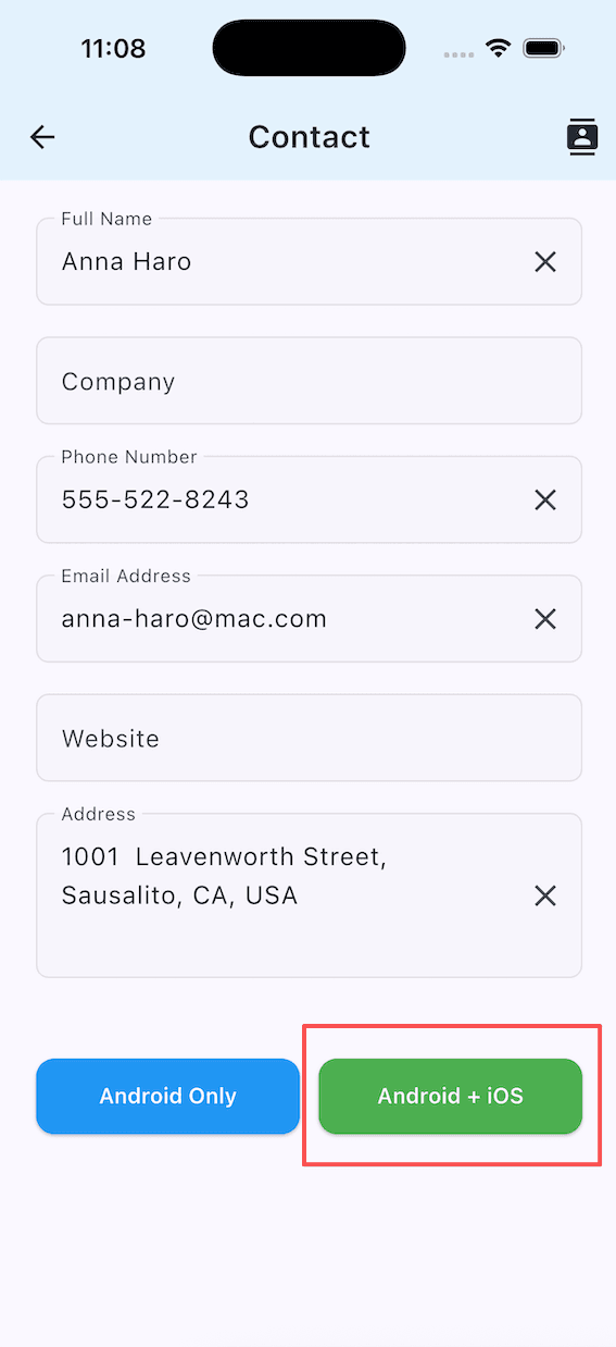 Enter Your Contact Information - Screenshot